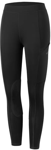 Willit Girls Horse Riding Pants Tights Kids Equestrian Breeches Knee-Patch Youth Schooling Tights Zipper Pockets Black S