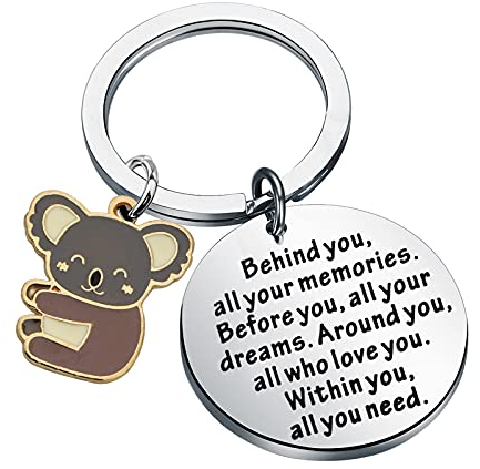 Lustiges Koala-Geschenk mit Aufschrift Behind You All Your Memories, Koala-Anhänger, Koala-Liebhaber, Geschenk, Tierkoala-Schmuck für Frauen und Mädchen, S, Edelstahl