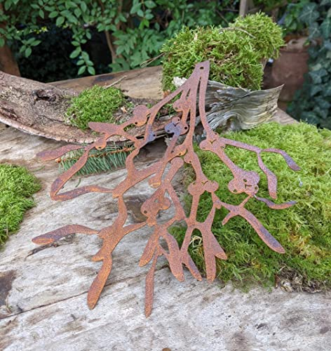 terracotta-toepfe-de Mistelzweig 28 cm hoch zum hängen aus Edelrost Fensterschmuck Gartendekoration Metall Rost Weihnachten