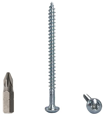 (Pack of 20 pcs) DIN 7981 Zinc Plated Steel 5.0 x 70 mm Wood Screws, Chipboard Screws with Pan Head, Universal Pozi-Drive Screw, PZ Fully Threaded (20, 5.0 x 70 mm)