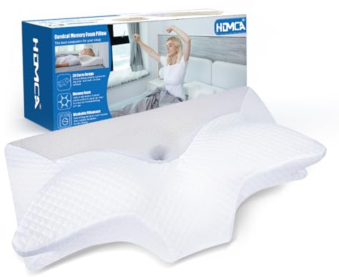 HOMCA Orthopädisches Kissen Memory Foam Nackenstützkissen für HWS Ergonomisches Kopfkissen für Rücken-, Seiten- und Bauchschläfer, 70x40x8.5/14cm