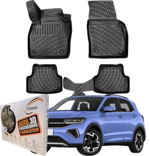 Trimak 3D Fussmatten für VW T-Cross ab 2019 | Gummimatten aus TPE Gummi, Passgenau, Wasserdicht, Hoher Rand, Rutschfest, Leicht zu Reinigen