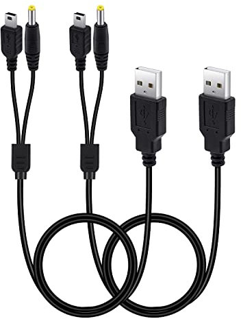 Mcbazel 2PCS Charging Cable for PSP 1000/2000/3000/PS3,2 in 1 USB Data Transfer Charger Cable Lead Charging Cord for PSP 1000 2000 3000,Black