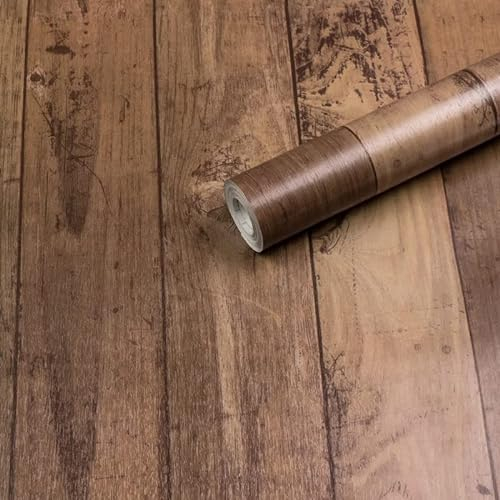 Visario Tapeten Folie 3000-S selbstklebend 10m x 45cm Farbe braun Holz Dekorfolie Möbelfolie Tapete 3072