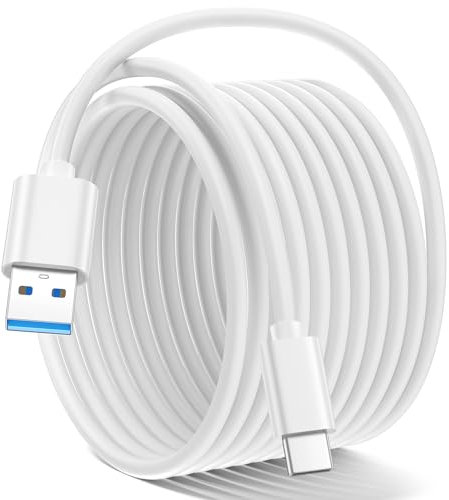 10ft Android Auto USB C to USB 3.1 USB 3.2 Gen2 Cable Type-C 10Gbps Data Transfer Cable USB A to C 3A Fast Charging Cable for Samsung Galaxy S10/S9/S8, Note 20/10, Samsung X5, USB C SSD Cable White…