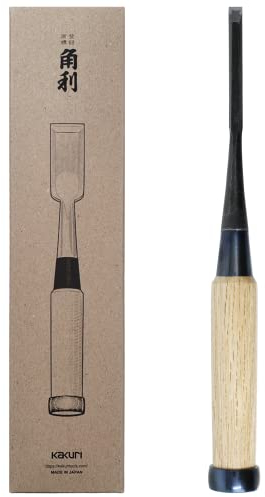 KAKURI Japanese Mortise Chisel for Woodworking 1/4 (6mm), Made in Japan, Professional Wood Chisel Oire Nomi (Hand Forged), Japanese White Steel No.2 Blade, White Oak Wood Handle