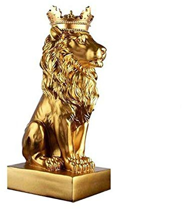 Wisboey Abstrakte Krone Löwe Statue Büro zu Hause Bar Männlich Löwe Glauben Harz Skulptur Handwerk Tier Kunst Deko Ornamente - Gold
