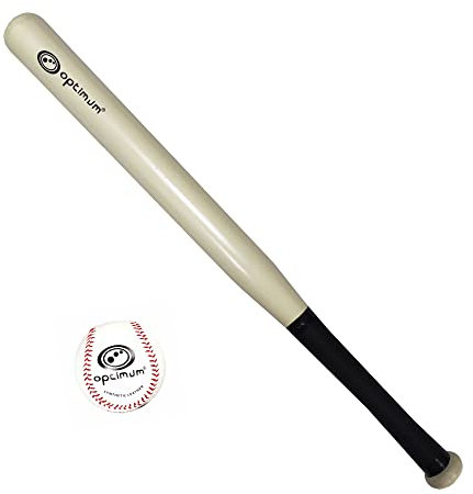 Optimum 28” Ailanthus Wooden Baseball Bat & Baseballs Ball. Ideal for beginners or family fun on the Beach, Park &, Garden.