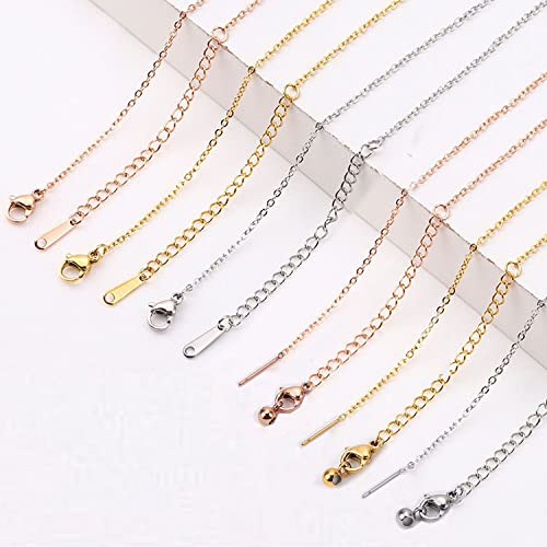 6 Stück Halsketten, Perlenweben & Schmuckherstellung Ketten, 45 cm, Verlängerungskette für Schmuck, DIY, Armbänder und, alskette aus Edelstahl, 2 Designs, 3 Farben
