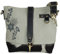 Domelo Damen Trachtentasche. Umhängetasche mit Edelweiß & Hopfenzweig Aufdruck. Graue Crossover Bag in Trachten Vintage- Retro Stil.