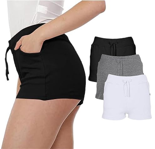 NOROZE Women’s Cotton Jersey Lounge Shorts – Soft Elastic Waist Holiday Shorts – Casual Wear for Home, Travel, Gym, Yoga – Lightweight & Breathable – Designed for All – UK Sizes 8-20