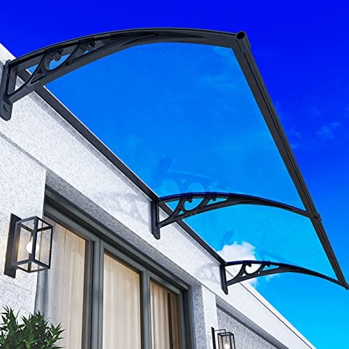 Hauseingang Überdachung Transparent Pultbogenvordach,Schnee und UV-Strahlen Pultvordach Schützt vor Regen Vordach für Haustür, Polycarbonat Haustürvordach (60x350cm/24x138in)
