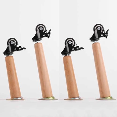 limiao123 4 Stück Schrankbeine,Massivholz Möbelbeine mit Rollen Schräg Konisch fuß Stuhlbeine Moderne Couchtische Support Beine für Sofa Schrank Tisch andere Möbel (50cm(19.6in))
