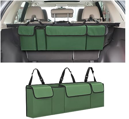 CGEAMDY Kofferraum-Organizer, Organizer für Auto, aus Oxford-Stoff, Faltbar und Wasserdicht, mit 4 Taschen, Auto-Aufbewahrung im Innenbereich (Grün)