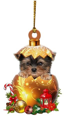 Weihnachtsbaum Katzen Anhänger 2D Acryl Weihnachts Deko Cartoon Acryl Weihnachten Hunde Dekorationen Weihnachtsanhänger Weihnachtsbaumschmuck Ornament Anhänger Funny Katze Auto Anhänger(A28,8cm)