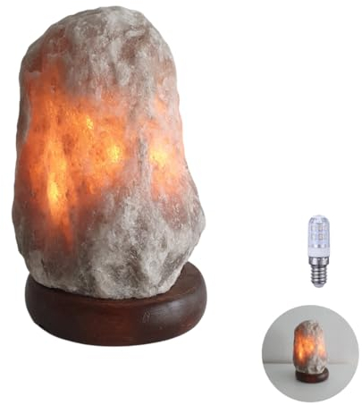 Lichthandel Hoch Salzstein Grau Salt Lampe Salzlampe inkl. LED Salzkristallleuchte Salzkristalllampe aus der Salt Range Pakistan (1-2Kg 20cm grau)