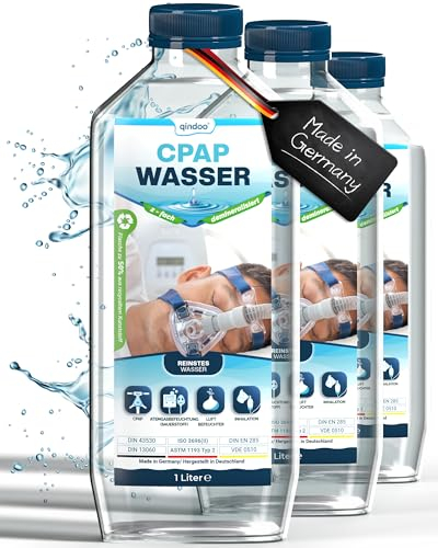 3x Qindoo CPAP Wasser für Sauerstoffgerät, Inhalator, Luftbefeuchter, Verdampfer, Bedampfer, Atemgas-Befeuchtung reines Wasser 2-fach gefiltert (3 Liter)