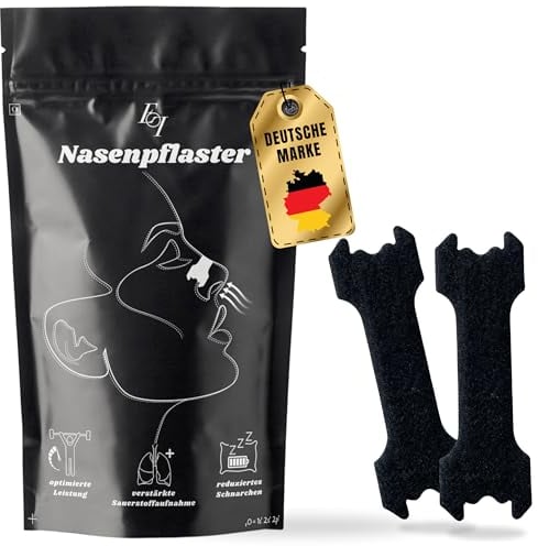 Ellicit® Tiras Nasales Negras, paquete de 30 tiras nasales premium, contra los ronquidos, soporte extra para deportes y mejor calidad del sueño, mejor respiración con la nariz tapada [talla universal]