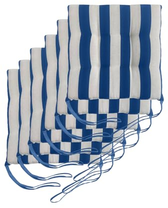 Il Tuo Artigiano Design Set mit 6 Kissen für Gartenstühle, hergestellt in Italien, Kissen für Küchenstühle, 40 x 40 cm, Polster aus Schaumstoff und weichem Acryl (weiß und blau)