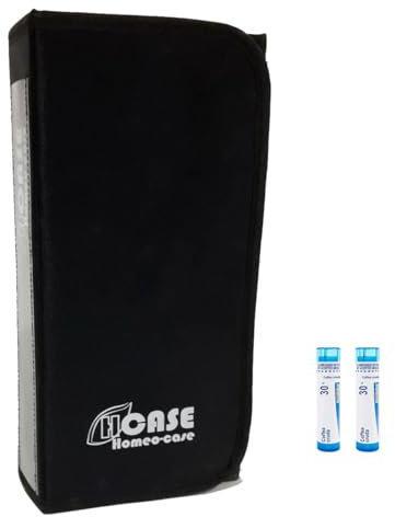 HOMEO-CASE | Homöopathie Etui mit 10 Fächern für 6 g Röhrchen Typ Cemon und 60 Röhrchen 4 g Typ Boiron | Farbe Schwarz (Ohne Röhren)