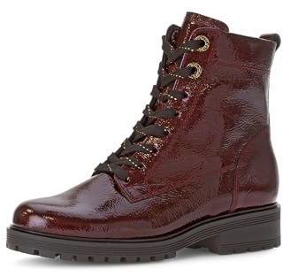 Gabor Damen Schnürstiefeletten, Frauen Stiefeletten,Komfortable Mehrweite (H),reißverschluss,Boots,Stiefel,Burgund (Mic/Gold),41 EU / 7.5 UK
