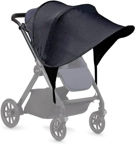 MirraSwit 1Pc Negro Parasol para Cochecito+4 Vinculación,Capota Extensible Universal, Sombrilla para Cochecito, Capota Universal Silla Paseo Para Protección UV contra el Viento a Prueba