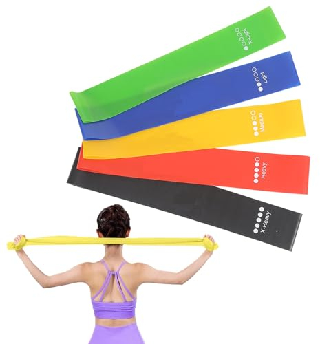 5er-Set Fitnessbänder Hochwertige Therabänder 2m Resistance Bands Lang Gymnastikband Fitnessband Widerstandsbänder Für Zu Hause, Im Fitnessstudio, Für Yoga, Pilates Oder Übungen, Zum Muskeltraining