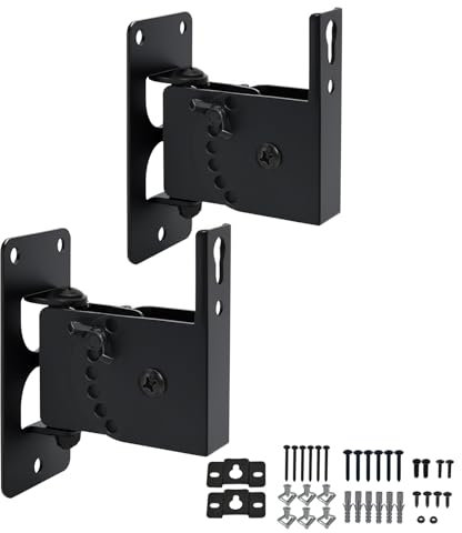 Howonder Lautsprecher-Wandhalterung, Metall-Wandhalterung für kleine Lautsprecher, Schwenk- und neigbar, trägt bis zu 13,6 kg, HD-618 (2er-Pack, schwarz)