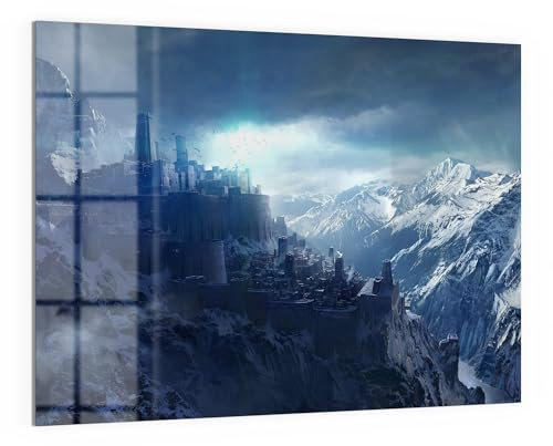 DEQORI Glas-Magnettafel | 120x90 cm cm groß | Motiv Gipfel der Zukunft | Memo-Board aus Glas | Magnetboard inkl. Magnete, Stift & Tuch für Küche & Büro | Tafel magnetisch & beschreibbar