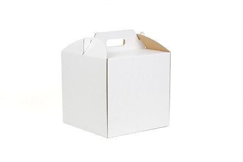 WePack 20 Stück Tortenkarton 260x260x250 mm Innenmaß Backwaren transportieren und aufbewahren Quadratische Weiß Tortenbox Kuchen transportbox Keksschachteln Verpackung kekse