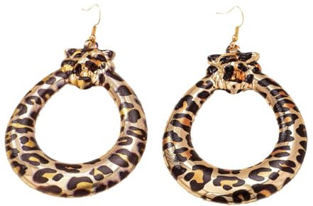 BSLVWG Leopard Print Große Hoop Ohrringe für Frauen Chunky Big Huggie Reifen Kreis Runde Erklärung Ohrringe Boho Vintage Leopard Ohrringe Dangle Ohrringe Studs Modeschmuck Geschenke (01)