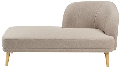 Beliani Chaiselongue Stoff helles Braun mit Holzbeinen rechtsseitig Récamiere Tanlay