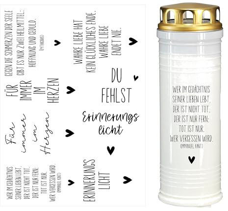 Fräulein Lotti | Wasserschiebefolie fuer Grabkerzen - Thema: Grabkerzen 1 | Tattoofolie | schwarz DIN A5