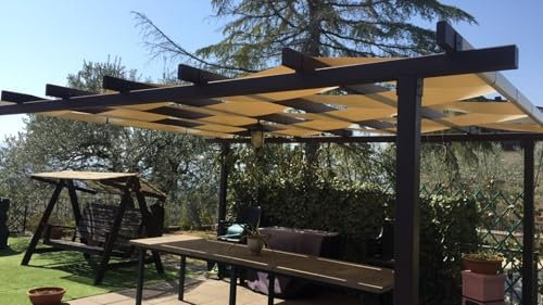 TENDAGGIMANIA Fascia Ombreggiante per pergola PVC Impermeabile 650 gr/mq- VARI COLORI E MISURE - Teli per Pergolati Onde SU MISURA Telo Copertura Pergolato Gazebo