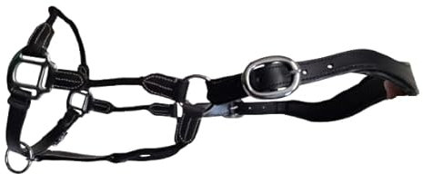 Cwell Equine Deluxe Black Leather and Rope Hybrid Padded Halter FULL/COB/PONY (BLACK FULL)
