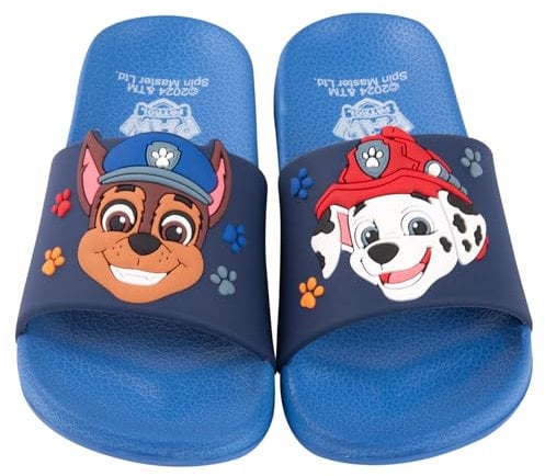 United Labels Paw Patrol Badelatschen für Jungen, Blau, 27/28, Kinder Badeschlappen rutschfest, Schlappen mit Marshall und Chase, Badesandalen