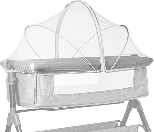 Mosquitera universal para cuna de viaje, cubierta de mosquitera para bebé junto a la cuna con cremallera silenciosa para camas, fácil acceso, mosquitera con bolsa lateral