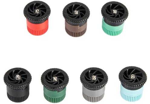 Honoson 16 Stück variabler Bogendüsenradius, hocheffizient, Ersatz-Pop-Up-Sprinklerköpfe, kompatibel mit Rainbird, Hunter, Orbit Pop-Up-Sprinklern (mehrfarbig, 4/6/8/10/12/15/17 Van)