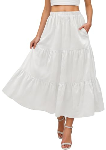 Neteson Jupe Longue Femme Élégante Taille Haute Jupe D'été Maxi Plissée
