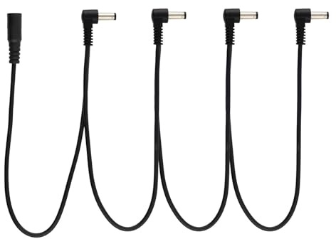 kenable Gitarren-Pedal Daisy Chain Stromverteiler Kabel 4-Wege Abgewinkelt 5,5 x 2,1 mm 9V Schwarz 30 cm [30 Zentimeter/30cm]