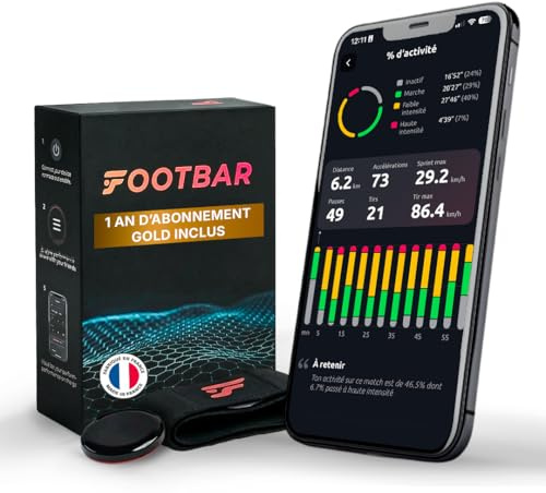 Footbar Meteor Aktivitätstracker für Fußball, Tracking und Bewertung der Fußballleistung und des Spielstils für iOS Android. 1 Jahr Gold-Abonnement