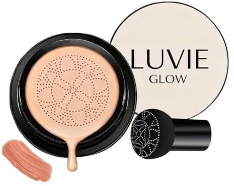 Coussin de maquillage Luvie Glow, 2026 Nouveau coussin d'air en forme de champignon CC Cream, Maquillage Luvie Glow - Correcteur hydratant illuminateur longue durée, crème BB naturelle pour tous