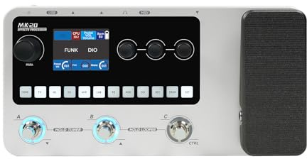 Btuty Gitarren-Multieffektprozessor, 120 Verstärker-Sounds, 320 Effekte, 2,4-Zoll-Bildschirm, Anpassbar, 3 Fußschalter, Looper-Drum-Maschine für E-Gitarre, Bass