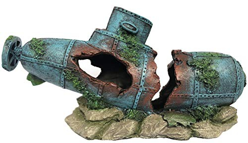 SLOCME Aquarium-Dekoration, U-Boot-Dekoration, Schiffswrack, Kunstharz, versunkenes Schiff, Dekoration, umweltfreundlich für Aquariumumumgebungen, Zubehör