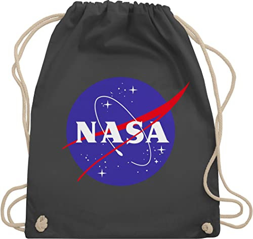 Turnbeutel Rucksack - Sprüche Statement - Raumfahrt Nasa Meatball Logo I - Unisize - Dunkelgrau - turnbeutel. zocker space beutel geek patch juterucksack nerd sternen beuteltasche nerds astronaut