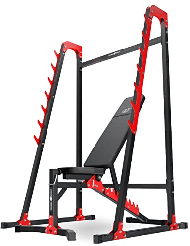 Marbo-Sport Sport-Set MH24 – verstellbare Hantelbank, Langehantelständer