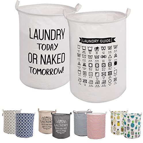 LessMo 2PCS 19.7 Wäschekorb Sortierer – Faltbar - 2er Set Wäschesammler spart Zeit beim Sortieren - Wäschesack - Wäschekörbe - Laundry Baskets - 50 x 40 cm (Weiß, Verdickt 19 / Groß)