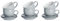 Argon Tableware Grey Cappuccino Cups with Saucers - Set of 6-250ml Dishwasher Safe Gloss Stoneware Cappuccino Cups and Saucer Set Coffee Mugs with Handle and Grooved Plate