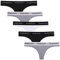 INNERSY String Tanga Damen Baumwolle Sport Unterwäsche Black White Mehrpack 5er Pack (36, 2 Schwarz/2 Grau/1 Weiß)