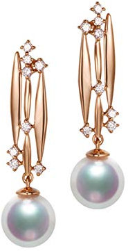 Knsam 18K Gold 750 Rose Gold Ohrringe Gold Ohrringe 18 Karat Ohrringe Gold 750 18K Echt Unregelmäßig Hohl frau Ohrringe Mit Perle Rose Gold